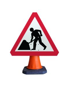 Road Works Ahead Cone Sign