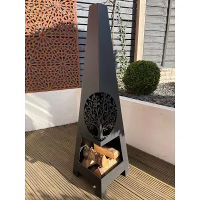 Laser Cut Steel Chimenea - Nesting Birds